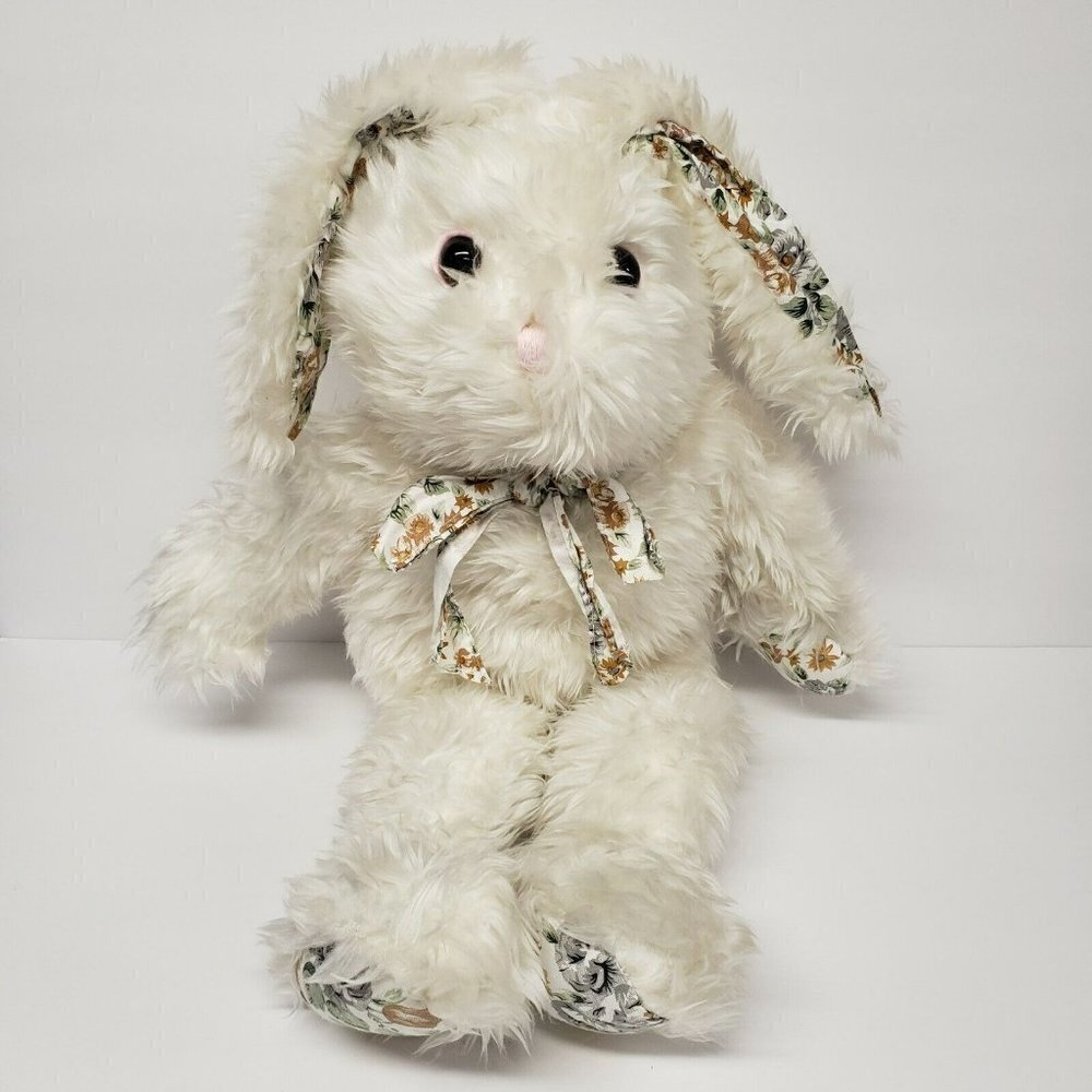 Midwestern Home Products 21" White Bunny Rabbit Floral Ears Feet Paws Bow Plush